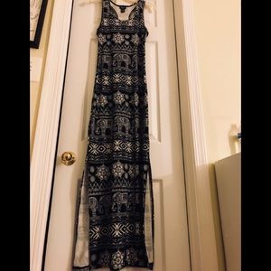 Rue 21 Black Printed Elephant Maxi Dress